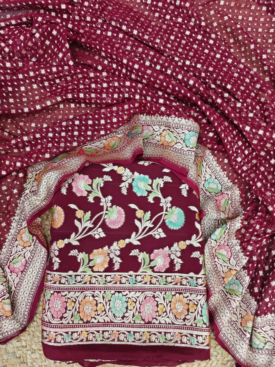 Pure georgette banarsi khadi